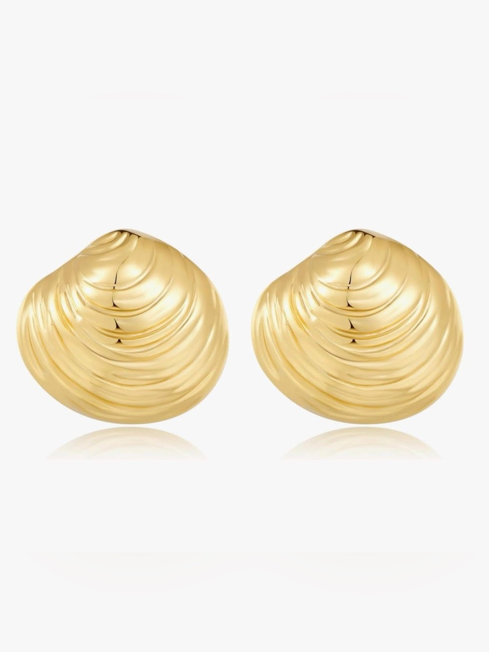 FILMOON Goldtone Textured Seashell Stud Earrings new and gift boxed